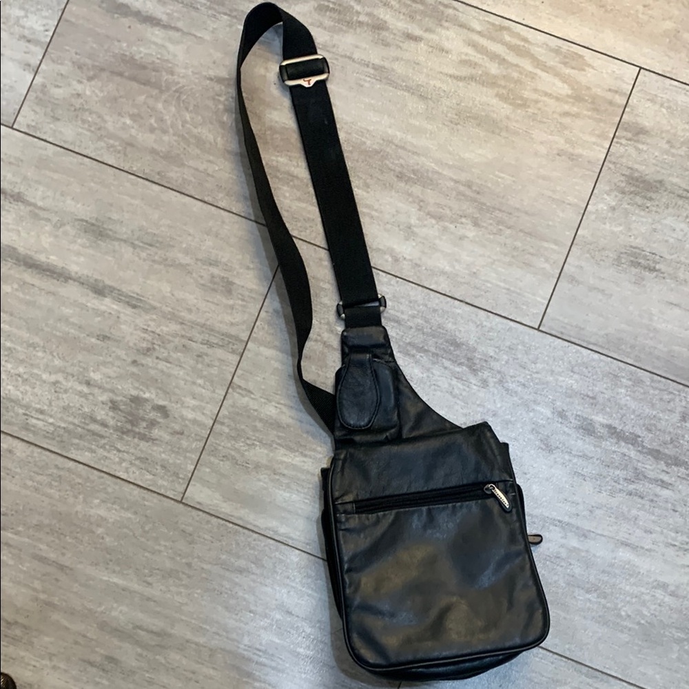 Travelon Black Leather Crossbody Bag